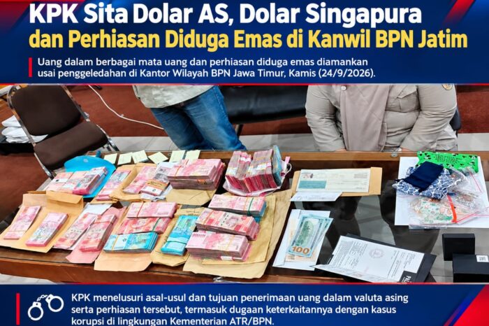 Uang dolar dan perhiasan emas disita KPK dari BPN Jatim