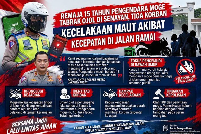 Remaja 15 Tahun Pengendara Moge Tabrak Ojol di Senayan, Tiga Orang Jadi Korban