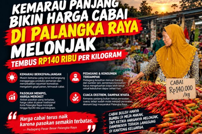 Kemarau Panjang Bikin Harga Cabai di Palangka Raya Melonjak, Tembus Rp140 Ribu per Kilogram