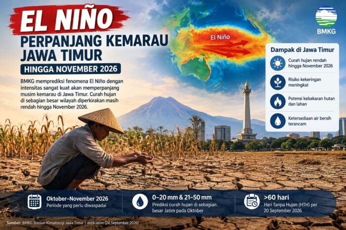 El Niño Perpanjang Kemarau di Jawa Timur , Kekeringan Ekstrem Perlu Diwaspadai