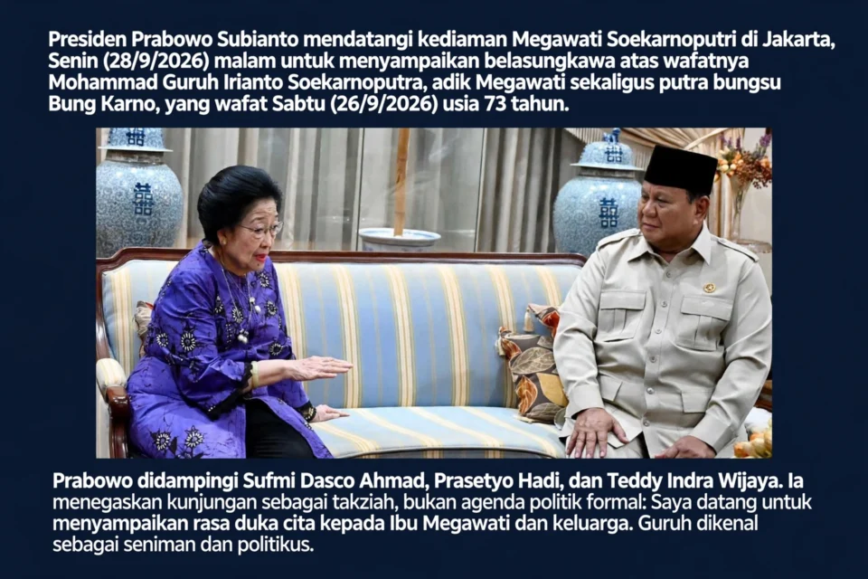 Prabowo takziah ke rumah Megawati, Sampaikan duka atas wafatnya Guruh Soekarnoputra
