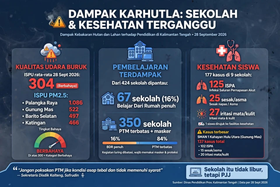 Kabut asap menyerang sekolah, 177 kasus kesehatan Tercatat di Kalteng