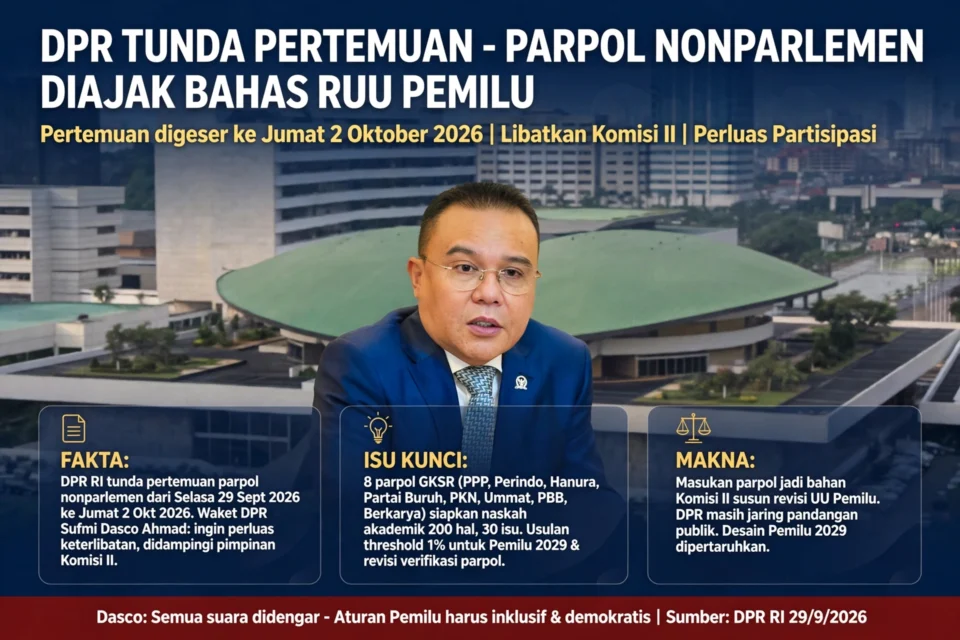 DPR tunda pertemuan, Parpol nonparlemen akan diajak bahas RUU Pemilu