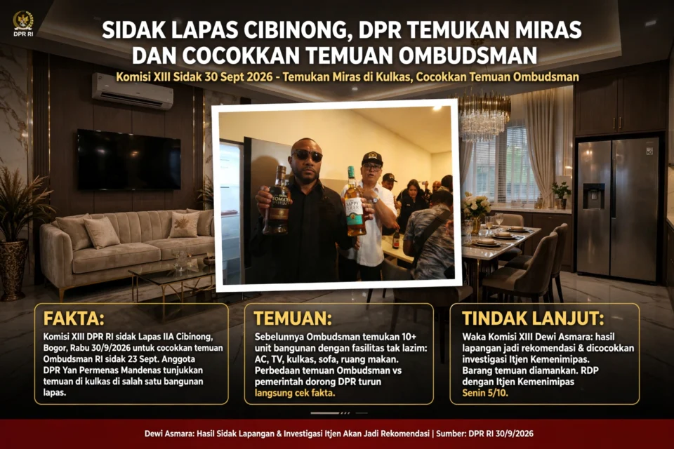 Sidak Lapas Cibinong, DPR temukan miras dan cocokkan temuan Ombudsman