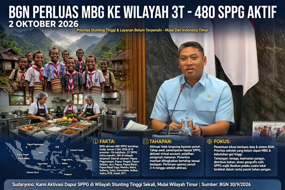 BGN perluas MBG ke wilayah 3T, 480 dapur mulai diaktifkan 2 Oktober