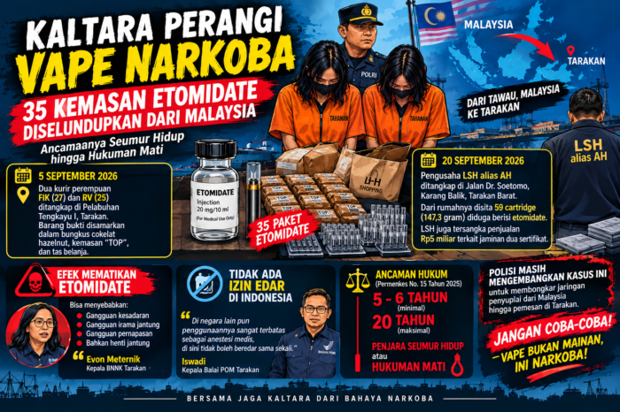 Perangi Vape Narkoba, penyelundupan 35 paket etomidate dari Malaysia ke Kaltara digagalkan