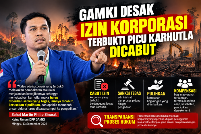 GAMKI Desak Izin Korporasi Terbukti Picu Karhutla Dicabut