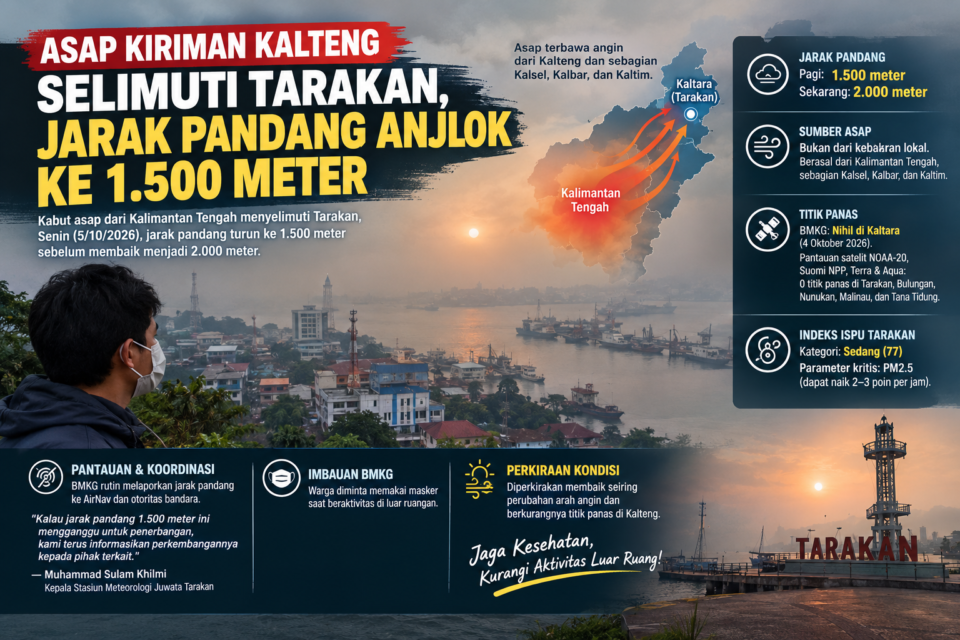 Tarakan, Asap Kalteng, Kabut Asap, BMKG, Kaltara, Kualitas Udara, Karhutla, Penerbangan
