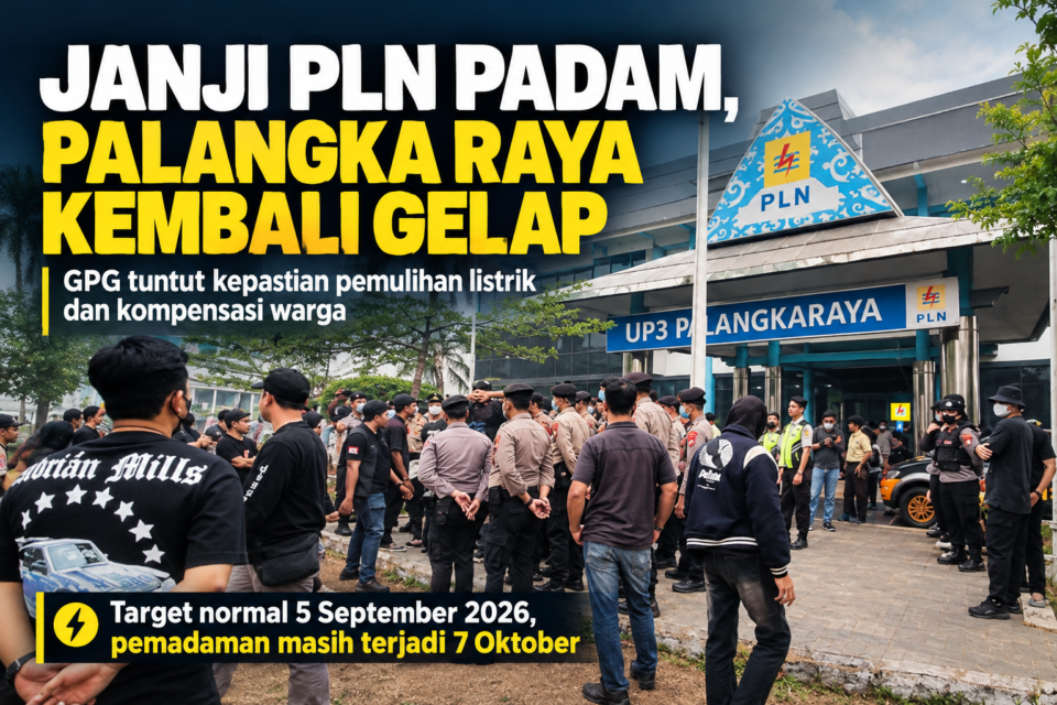 Ilustrasi Massa aksi GPG berusaha memasuki halaman Kantor PT PLN (Persero) UP3 Palangka Raya/ist