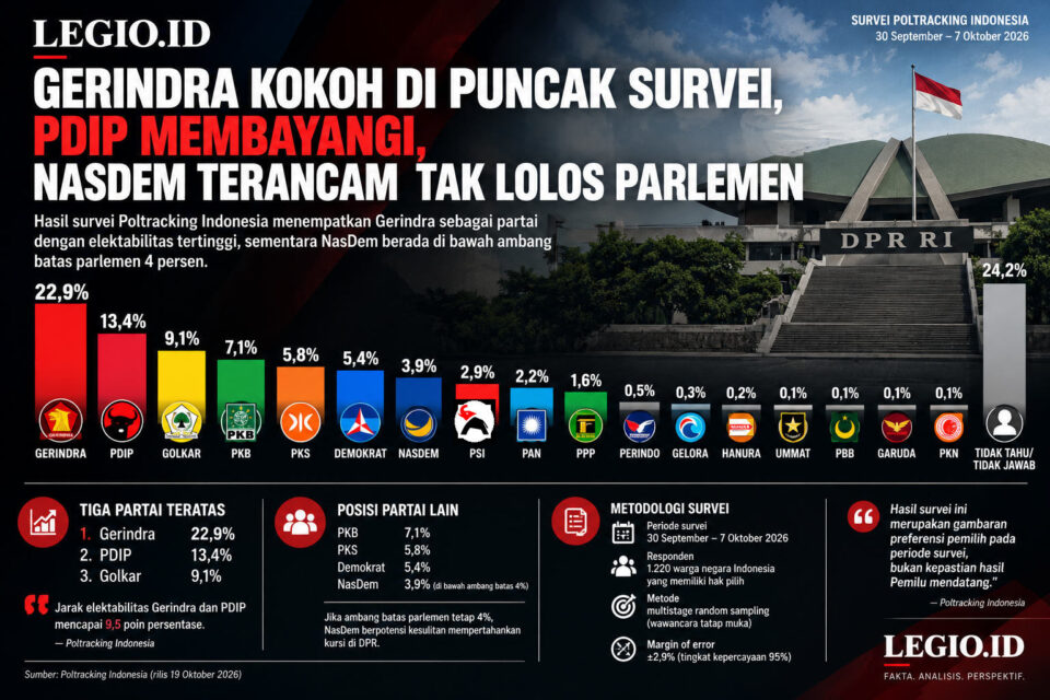Ilustrasi hasil survei Poltracking Indonesia/AI