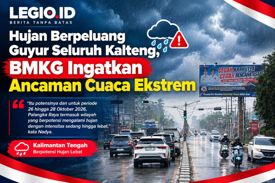 Ilustrasi situasi Kota Palangka Raya, setelah diguyur hujan, Senin (26/10/2026)/AI