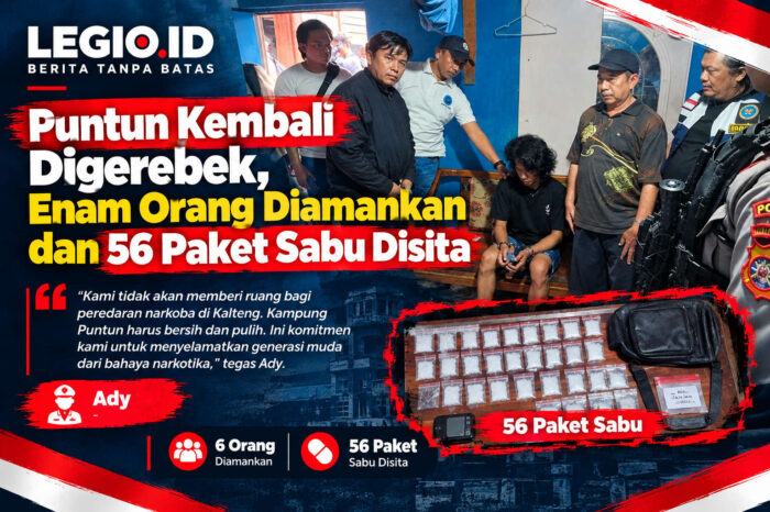 Puntun kembali digerebek, Enam orang diamankan dan 56 paket sabu disita