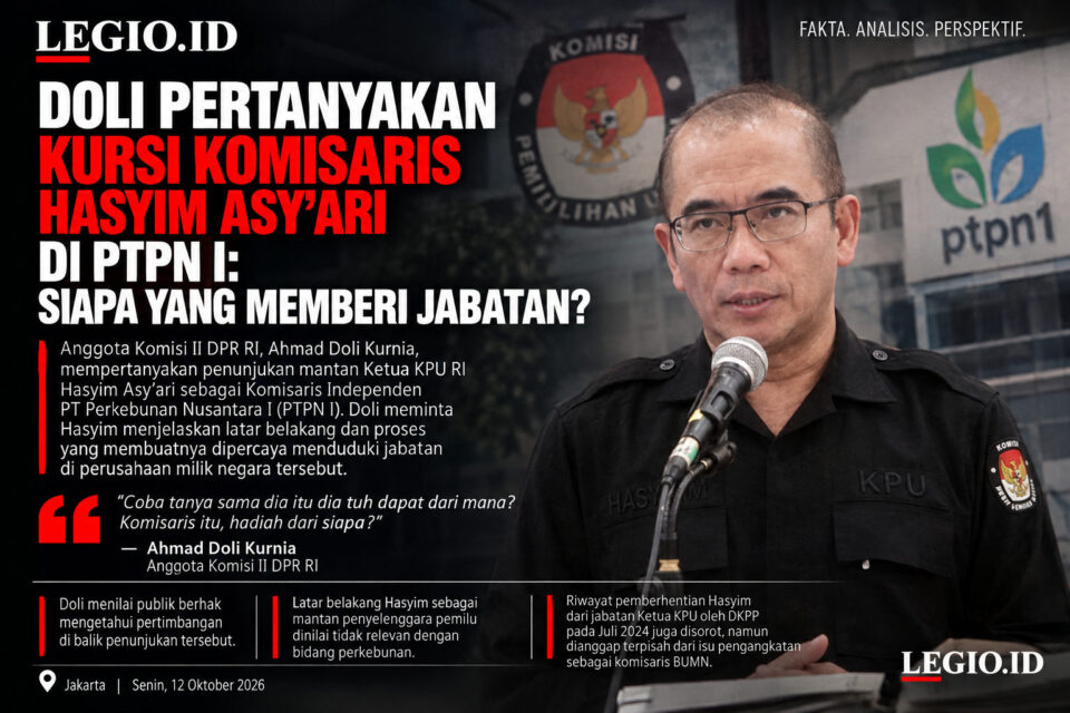 Ilustrasi mantan Ketua Komisi Pemilihan Umum (KPU) RI Hasyim Asy’ari sebagai Komisaris Independen PT Perkebunan Nusantara I (PTPN I)/AI