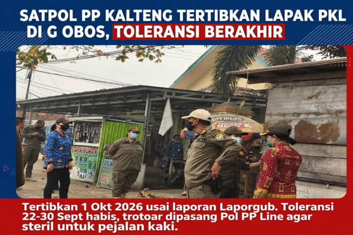 Lewati Batas Toleransi, Satpol PP Kalteng Tertibkan Lapak PKL di Palangka Raya
