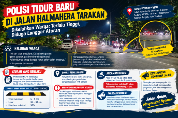 Polisi Tidur di Jalan Halmahera Tarakan Disorot, Warga Khawatir Ganggu Akses Ambulans