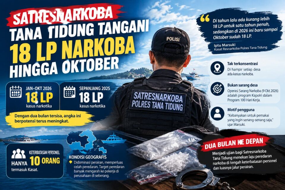 Satresnarkoba Tana Tidung, kasus narkoba Tana Tidung, Polres Tana Tidung, pengungkapan narkotika 2026, peredaran narkoba Kalimantan Utara, Iptu Marsuki, Operasi Sarang Narkoba, berita Tana Tidung terbaru, berita kriminal Kaltara, Legio.id