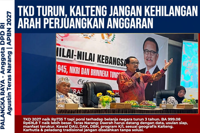 TKD Turun, Kalteng Jangan Kehilangan Arah Perjuangkan Anggaran