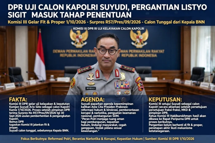 DPR uji calon Kapolri Suyudi, Pergantian Listyo Sigit masuk tahap penentuan