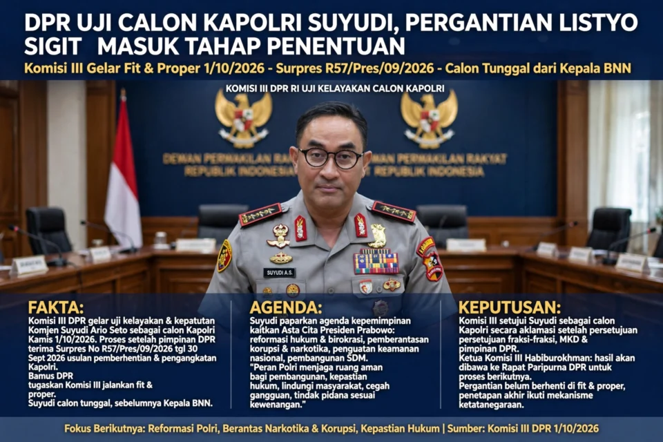 DPR uji calon Kapolri Suyudi, Pergantian Listyo Sigit masuk tahap penentuan