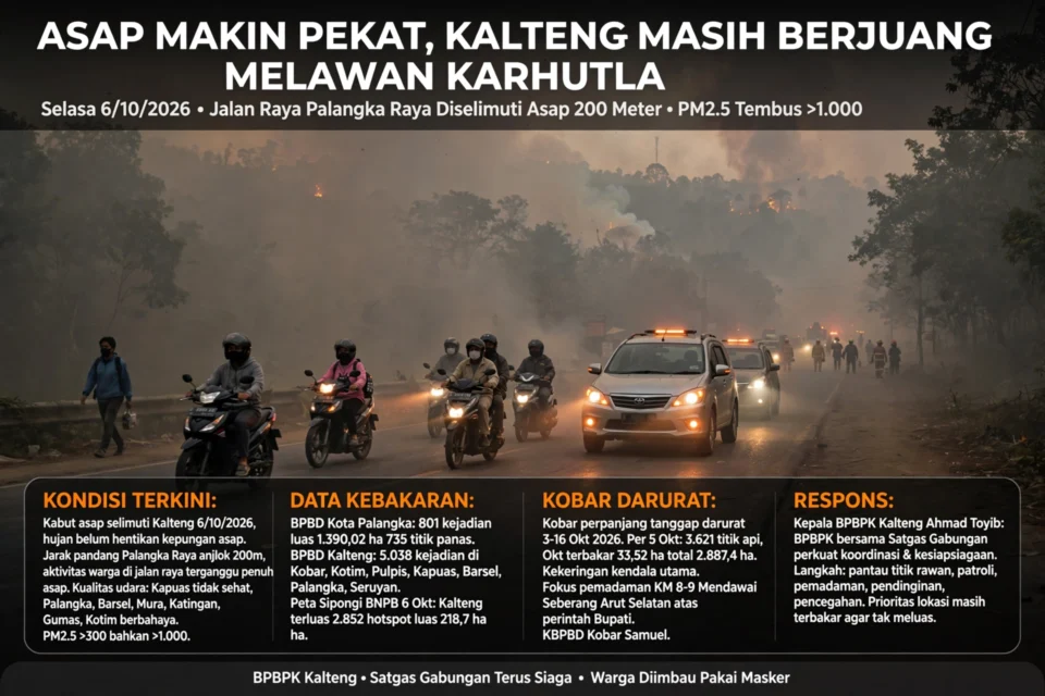 Asap makin pekat, Kalteng masih berjuang melawan Karhutla