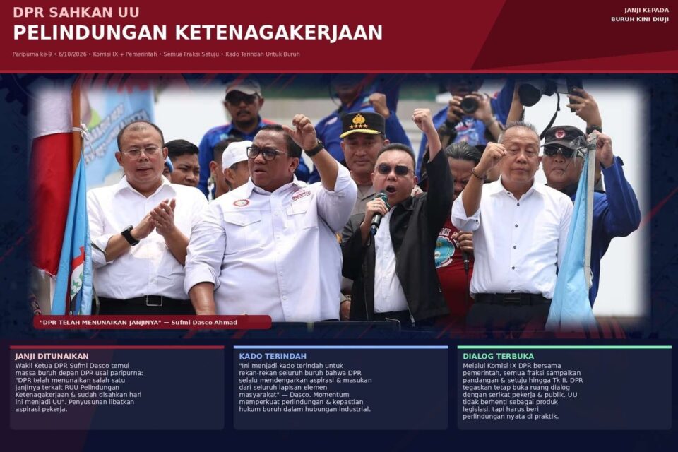 Ilustrasi Wakil Ketua DPR RI Sufmi Dasco Ahmad di dampingi Wakil Ketua DPR RI Saan Mustopa dan Wakil Ketua DPR RI Cucun Ahmad Syamsurijal saat menyaksikan massa aksi buruh di depan Gedung DPR RI/ist