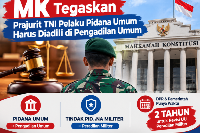 Prajurit TNI Pelaku Pidana Umum Diadili di Pengadilan Umum, UU Militer Harus Diubah