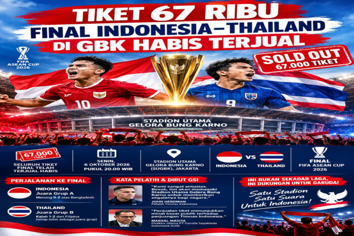 Tiket 67 ribu final Indonesia-Thailand di GBK habis terjual
