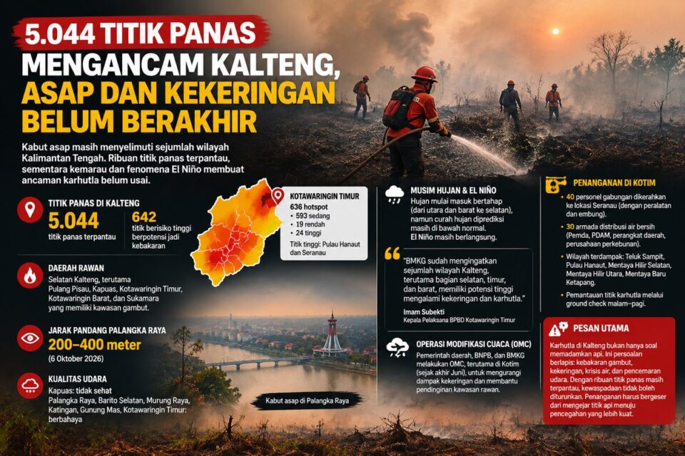 5.044 titik panas mengancam Kalteng, Asap dan kekeringan belum berakhir