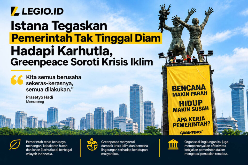 Ilustrasi spanduk Greenpeace dipasang di Bundaran Hotel Indonesia/AI