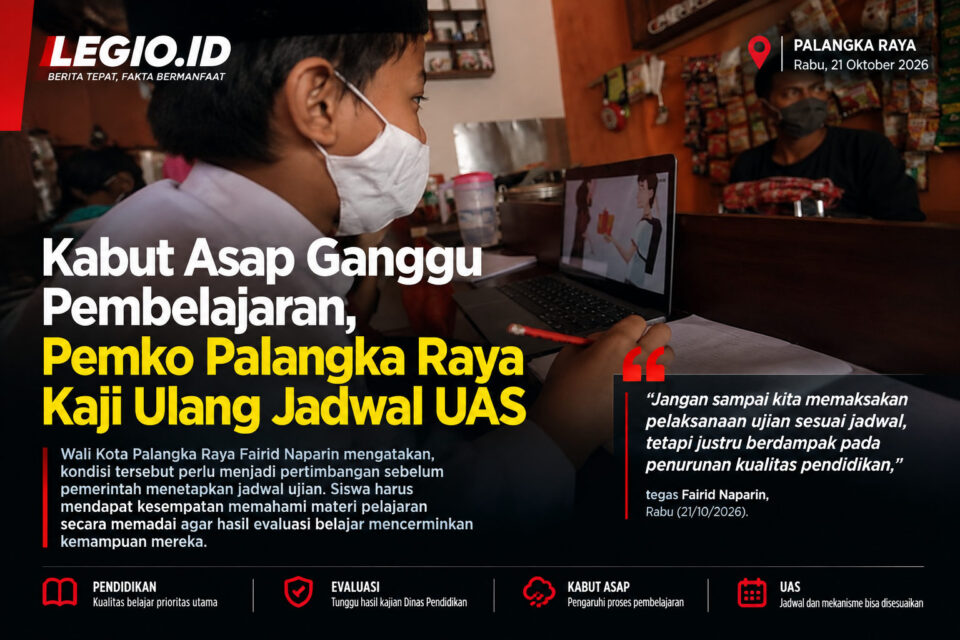 Ilustrasi PJJ Siswa di tengah kabut asap/AI