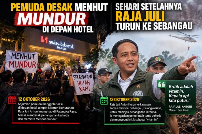 Pemuda Desak Menhut Mundur di Depan Hotel, Sehari Setelahnya Raja Juli Turun ke Sebangau