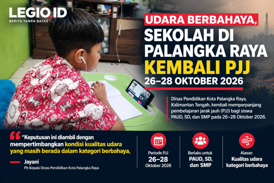 Ilustrasi seorang siswa melaksanakan PJJ akibat kabut asap karhutla/AI