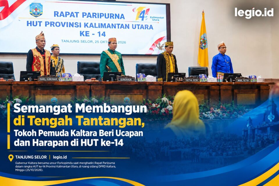 HUT ke-14 Kalimantan Utara, HUT Kaltara 2026, Provinsi Kalimantan Utara, Rapat Paripurna HUT Kaltara, Tanjung Selor, Gubernur Kaltara, DPRD Kaltara, tokoh pemuda Kaltara, KNPI Kaltara, Pemuda Katolik Kaltara, pembangunan Kalimantan Utara, legio.id