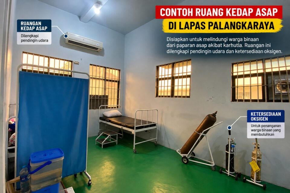 Ruang kedap asap di Lapas Palangka Raya yang disiapkan untuk melindungi warga binaan dari paparan kabut asap akibat karhutla.